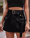 High Waist Denim Cargo Shorts