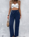 High-Rise Pleated Waist Wide Leg Pants