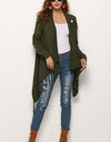 One-Button Tassel Tie Asymmetrical Hem Cardigan