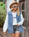 Button Front Sleeveless Denim Jacket