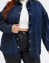 Plus Size Snap Down Pocketed Denim Jacket