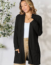 Basic Bae Full Size Ribbed Open Front Cardigan with Pockets