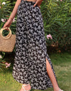 Floral Paperbag Waist Slit Ankle Wide Leg Pants