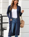 Open Front Slit Cardigan with Pockets