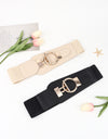 PU Elastic Wide Belt with Alloy Buckle