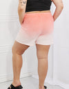 Zenana In The Zone Full Size Dip Dye High Waisted Shorts in Coral