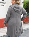 Plus Size Drawstring Pocketed Zip Up Hooded Jacket