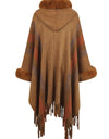 Color Block Fringe Detail Poncho