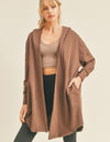 Kimberly C Open Front Longline Hooded Cardigan