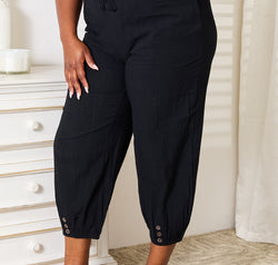 Decorative Button Cropped Pants