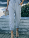 Drawstring Pocketed Cropped Pants