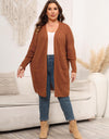 Plus Size Open Front Cardigan With Pockets