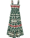 Smocked Printed Square Neck Sleeveless Dress