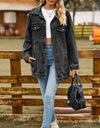 Buttoned Collared Neck Denim Jacket with Pockets