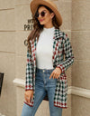 Printed Open Front Lapel Collar Cardigan with Pockets