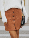 Double Take Buttoned Corduroy Mini Skirt