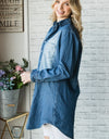 Veveret Pocketed Button Up Washed Denim Shirt