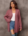 Warm Fall Mixed Knit Open Front Longline Cardigan