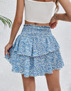 Smocked Layered Printed Mini Skirt