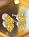 2 Carat Yellow Heart Moissanite Platinum-Plated Earrings