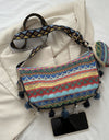 Printed Tassel Detail Crossbody Bag with Small Purse