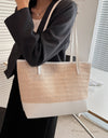 Straw Weave Leather Strap Tote Bag