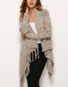 One-Button Tassel Tie Asymmetrical Hem Cardigan