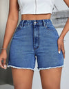 Raw Hem High Waist Denim Shorts