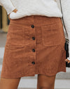 Double Take Buttoned Corduroy Mini Skirt