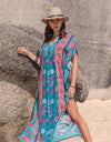 Printed Tie Neck Short Sleeve Dress