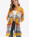 Color Block Openwork Long Sleeve Cardigan