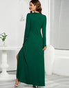 V-Neck Long Sleeve Split Dress