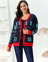 Snowflake Pattern Button Down Cardigan