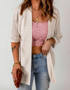 Ribbed Open Front Knit Cardigan