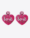 LOVE Beaded Heart Earrings