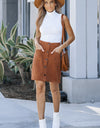 Double Take Buttoned Corduroy Mini Skirt