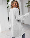 Herringbone Pattern Open Front Longline Fuzzy Cardigan