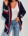 Open Front Striped Long Sleeve Cardigan