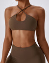 Cropped Halter Neck Sports Bra