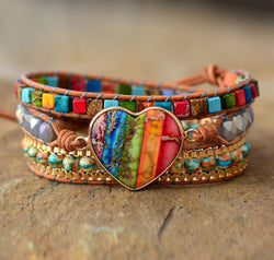 Imperial Jasper & Crystal Layered Bracelet