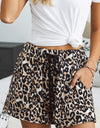 Full Size Leopard Drawstring Waist Shorts with Side Pockets