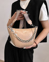 PU Leather Chain Trim Crossbody Bag