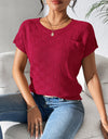 Round Neck Short Sleeve Knit Top