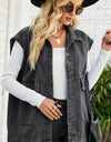 Button Down Collared Neck Denim Jacket