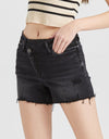 BAYEAS Stepped Waist Raw Hem Denim Shorts