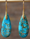 Handmade Teardrop Shape Natural Stone Dangle Earrings