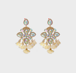Flower Shape Rhinestone Alloy Dangle Earrings