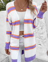 Striped Dropped Shoulder Cardigan