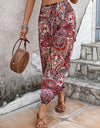 Paisley Print Smocked High-Waist Pants