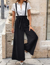 Tied Wide Leg Pants with Shoulder Straps